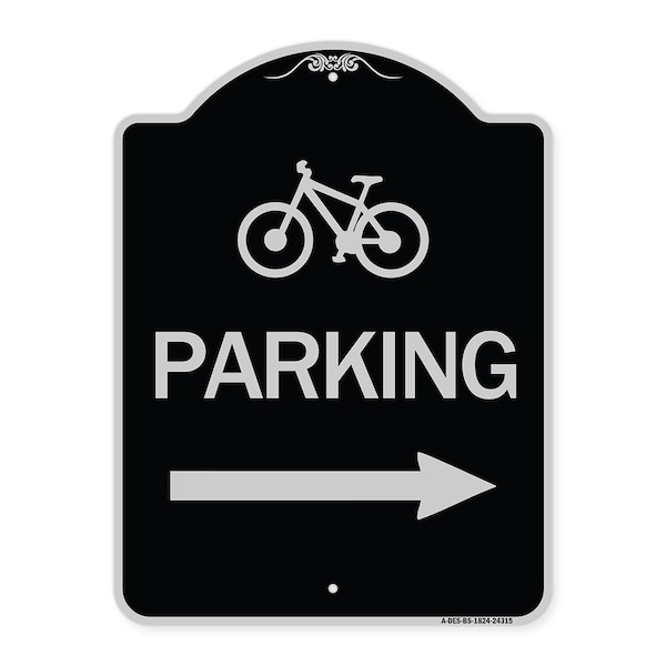 Signmission Bicycle Symbol Parking Right Arrow Heavy-Gauge Aluminum Architectural Sign, 24" x 18", BS-1824-24315 A-DES-BS-1824-24315 - main